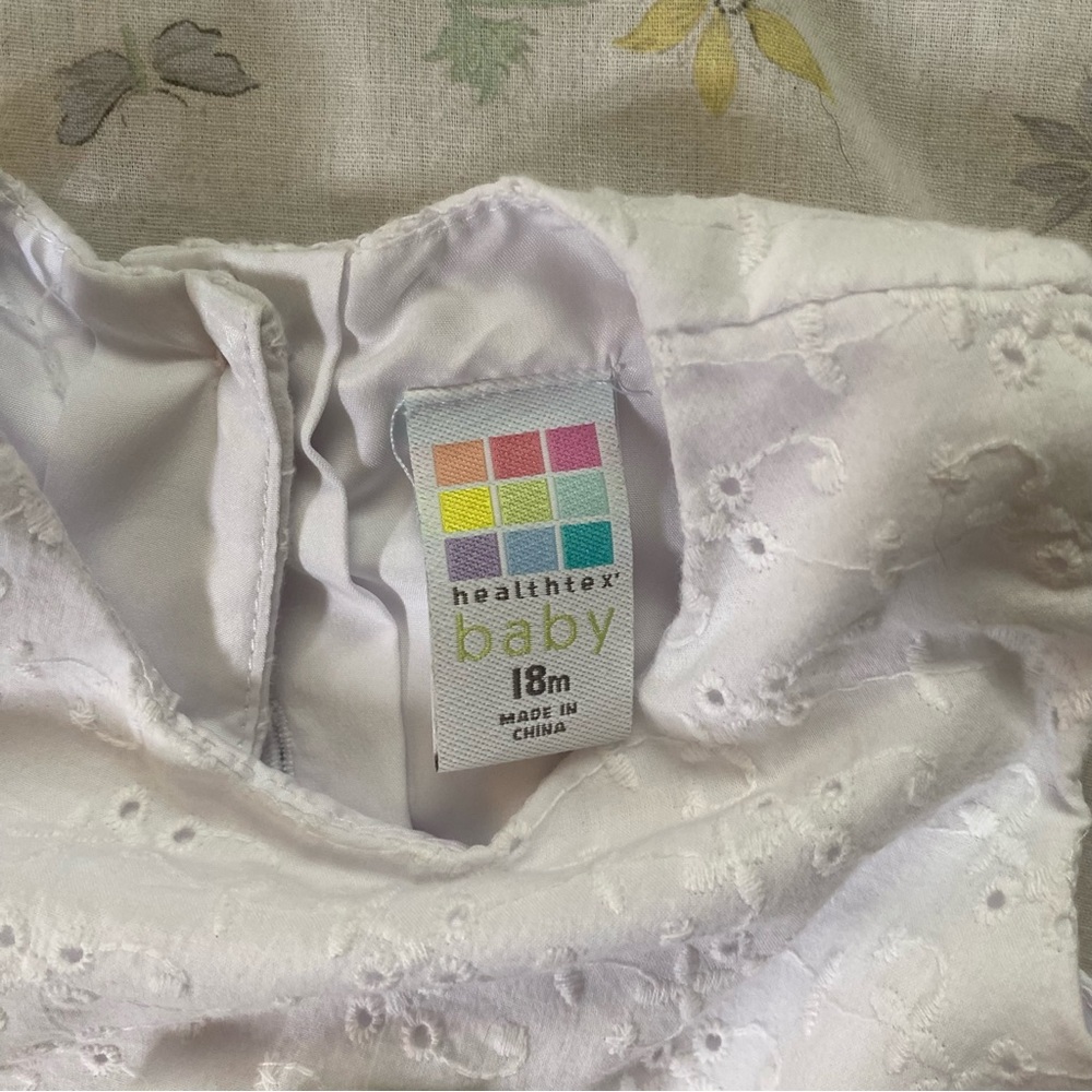 Healthtex Baby White and Pink Dress with Flower 18m - Picture 7 of 8